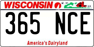 WI license plate 365NCE