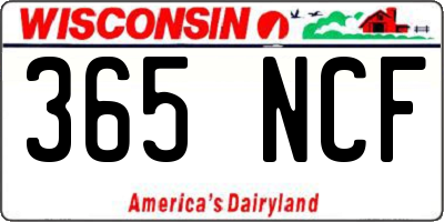 WI license plate 365NCF