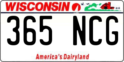 WI license plate 365NCG