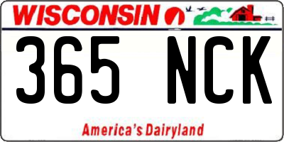 WI license plate 365NCK