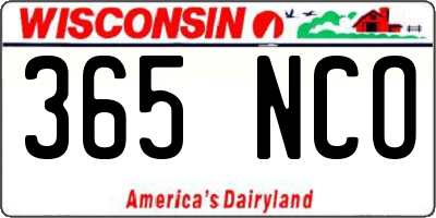 WI license plate 365NCO