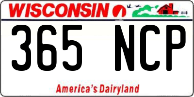 WI license plate 365NCP