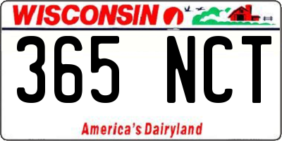 WI license plate 365NCT