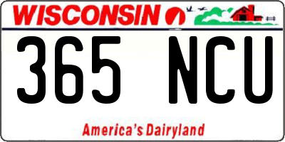WI license plate 365NCU