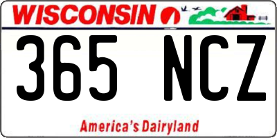 WI license plate 365NCZ