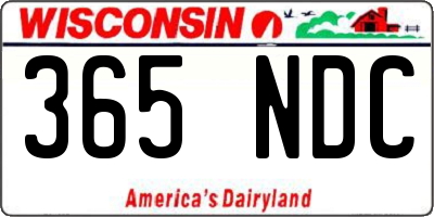 WI license plate 365NDC