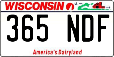 WI license plate 365NDF