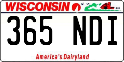 WI license plate 365NDI