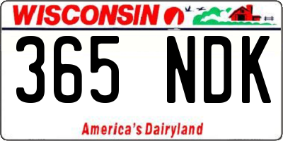WI license plate 365NDK