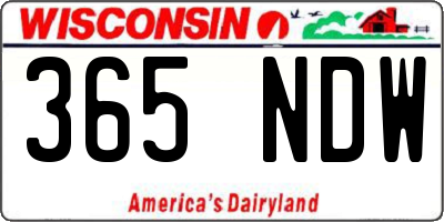 WI license plate 365NDW