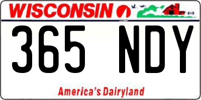 WI license plate 365NDY