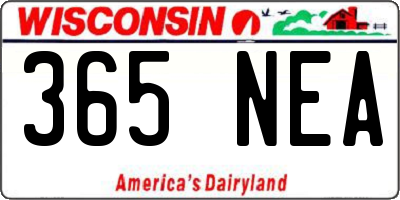 WI license plate 365NEA
