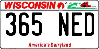 WI license plate 365NED