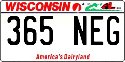 WI license plate 365NEG