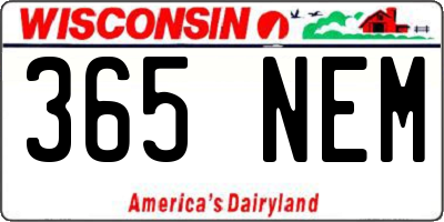 WI license plate 365NEM