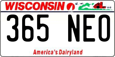 WI license plate 365NEO