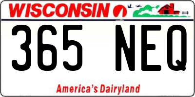 WI license plate 365NEQ
