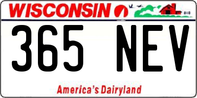 WI license plate 365NEV