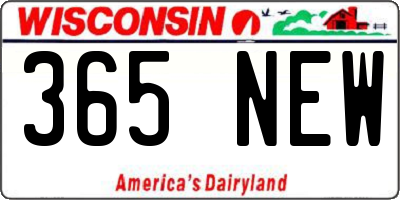 WI license plate 365NEW