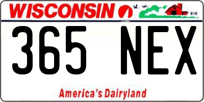 WI license plate 365NEX