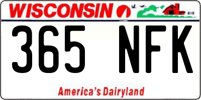 WI license plate 365NFK