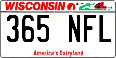 WI license plate 365NFL