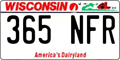 WI license plate 365NFR