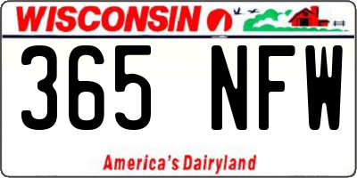 WI license plate 365NFW
