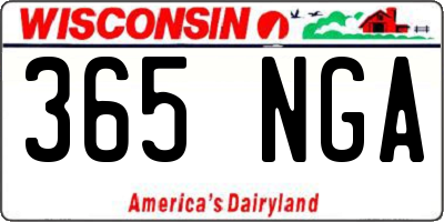 WI license plate 365NGA