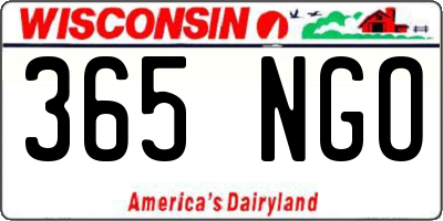 WI license plate 365NGO