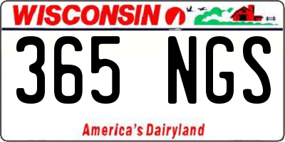 WI license plate 365NGS