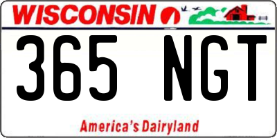 WI license plate 365NGT
