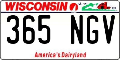 WI license plate 365NGV