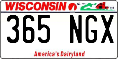 WI license plate 365NGX