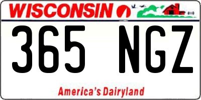 WI license plate 365NGZ