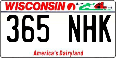WI license plate 365NHK