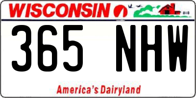 WI license plate 365NHW