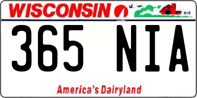 WI license plate 365NIA
