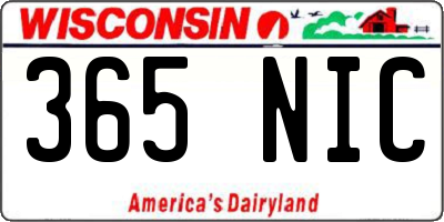 WI license plate 365NIC