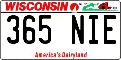 WI license plate 365NIE