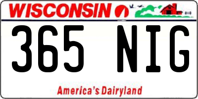 WI license plate 365NIG