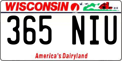 WI license plate 365NIU