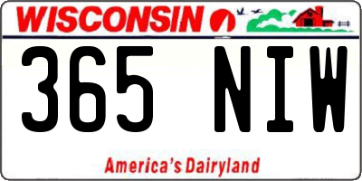 WI license plate 365NIW
