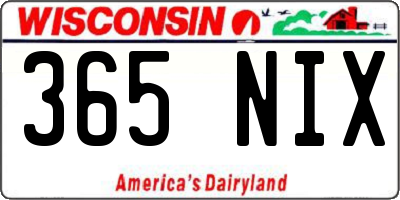 WI license plate 365NIX