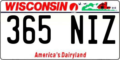 WI license plate 365NIZ