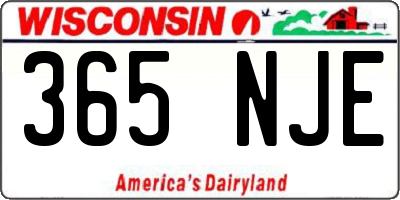 WI license plate 365NJE
