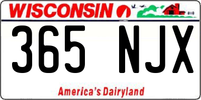 WI license plate 365NJX