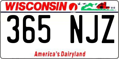 WI license plate 365NJZ