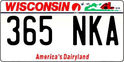 WI license plate 365NKA