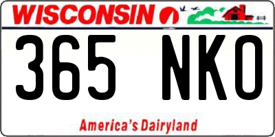 WI license plate 365NKO